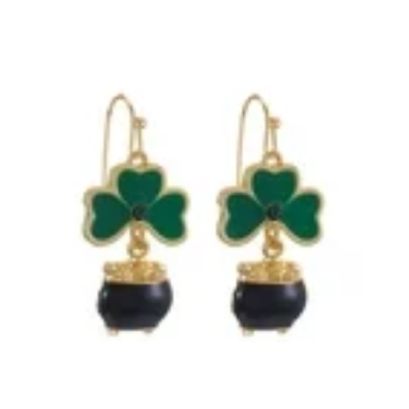 St. Patrick's Day Pot of Gold Fishhook Dangle Earrings NWT - Picture 9 of 9